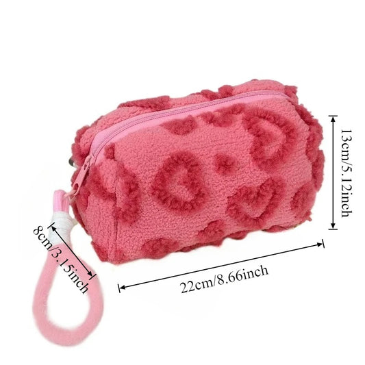 1pc Love Pack Large Capacity Travel Plush Bag Women's Bag Organizer Makeup Bag Toiletries Student Organizer Pencil Case