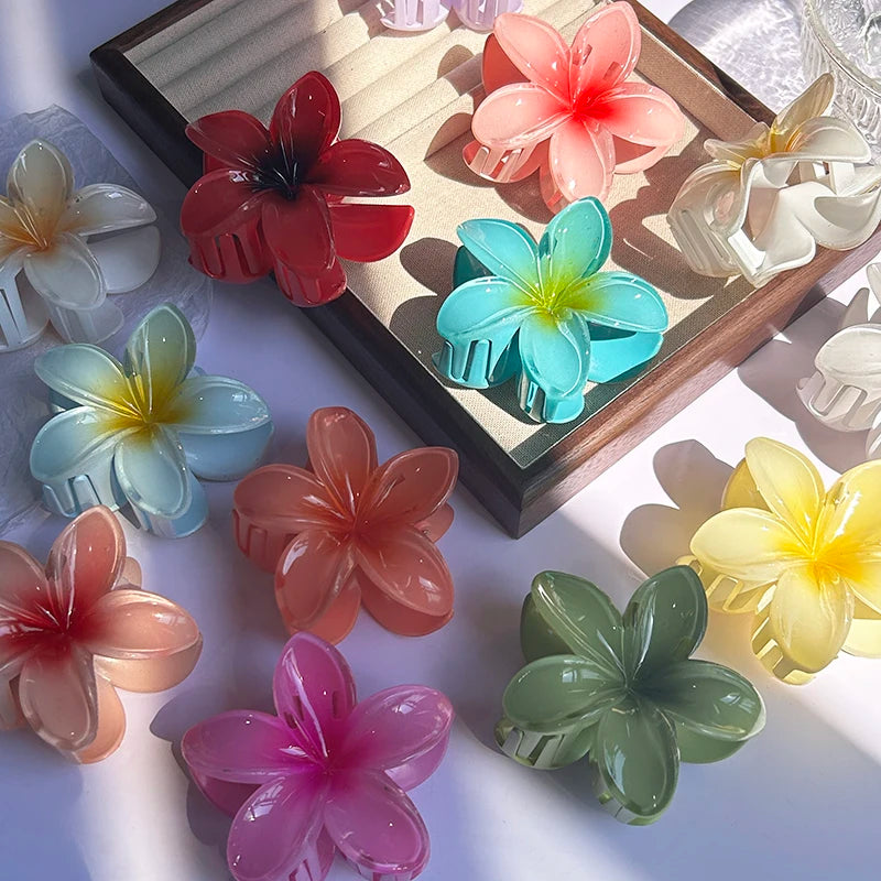 1/2/3 Pcs Hawaiian Gradient Flower Hair Claw Clip Women Fashion Large Hair Clip Girls Hairpin Barrettes Bohemia Hair Accessories