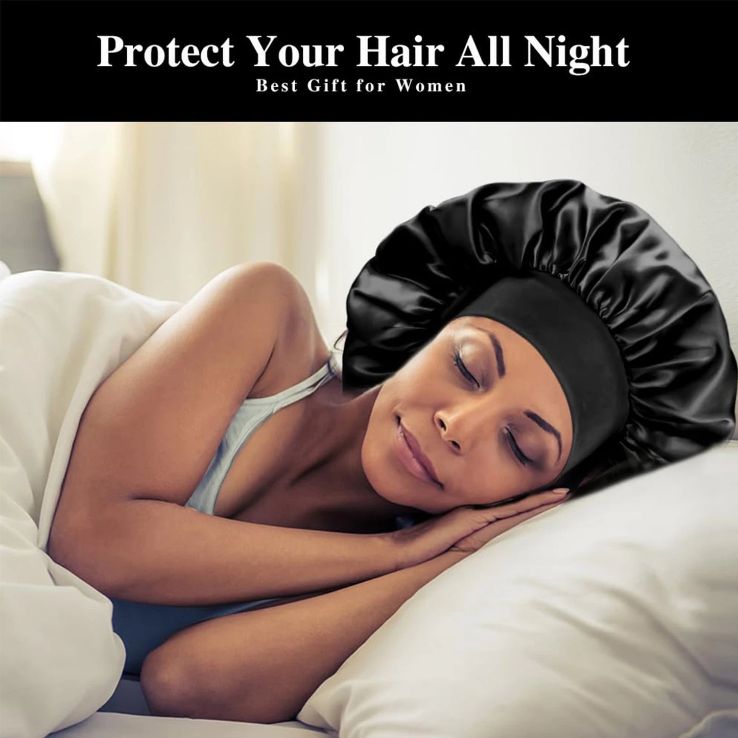 Satin Bonnet Hair Bonnet for Sleeping,Silk Bonnets for Black Women with Elastic Soft Band for Hair Care