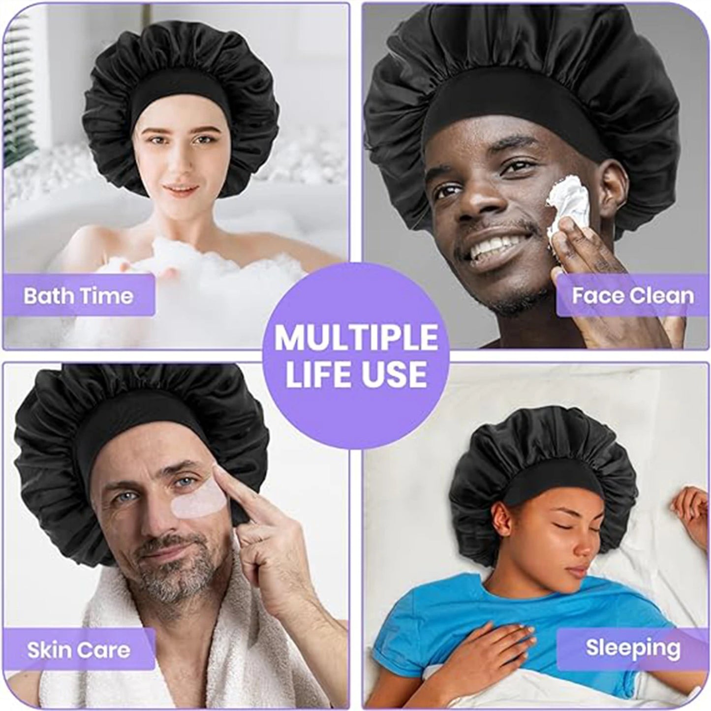 Satin Bonnet Hair Bonnet for Sleeping,Silk Bonnets for Black Women with Elastic Soft Band for Hair Care