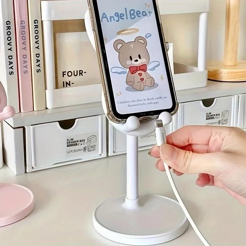 Cartoon Bunny Desktop Mobile Phone Holder Stand Smartphone Tablet Bracket Adjustable Telescopic Lifting Lazy Bracket