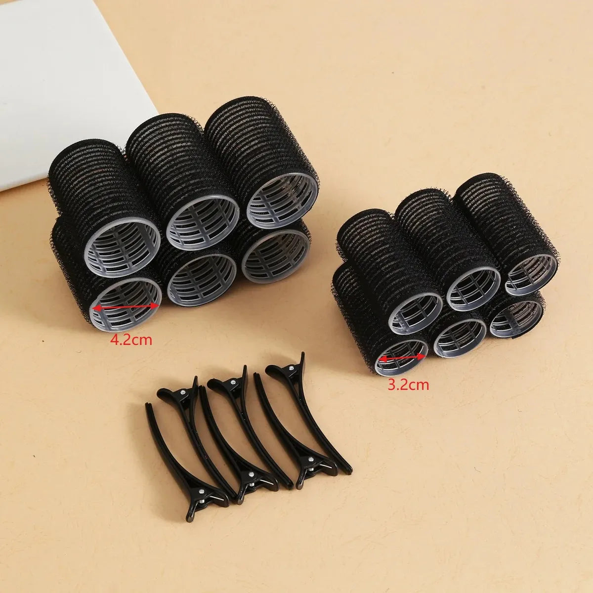 Hair Rollers Set Self Grip Hook Hair Curlers 12pcs Heatless Roller 6/12 Clips Salon Dressing Curlers Sticky Hair Styling Tools