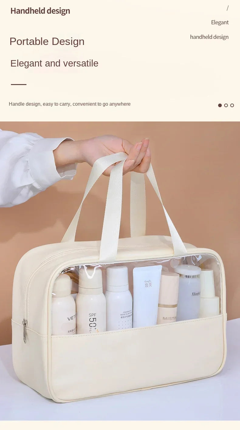 Women's Clear Makeup Bag Portable Travel Cosmetic Bag Large Capacity Bath Bag Multifunctional Waterproof Storage Compartment
