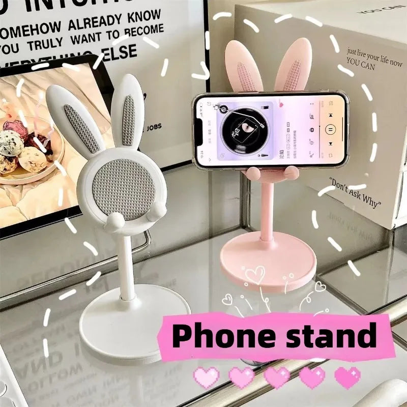 Cartoon Bunny Desktop Mobile Phone Holder Stand Smartphone Tablet Bracket Adjustable Telescopic Lifting Lazy Bracket