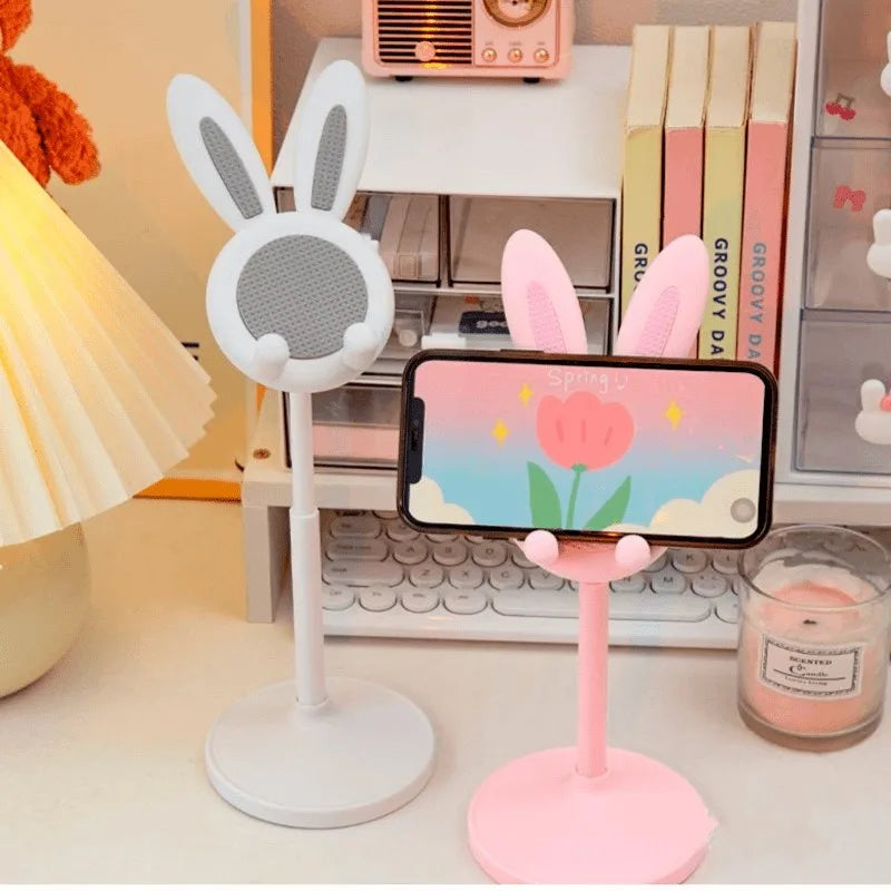 Cartoon Bunny Desktop Mobile Phone Holder Stand Smartphone Tablet Bracket Adjustable Telescopic Lifting Lazy Bracket