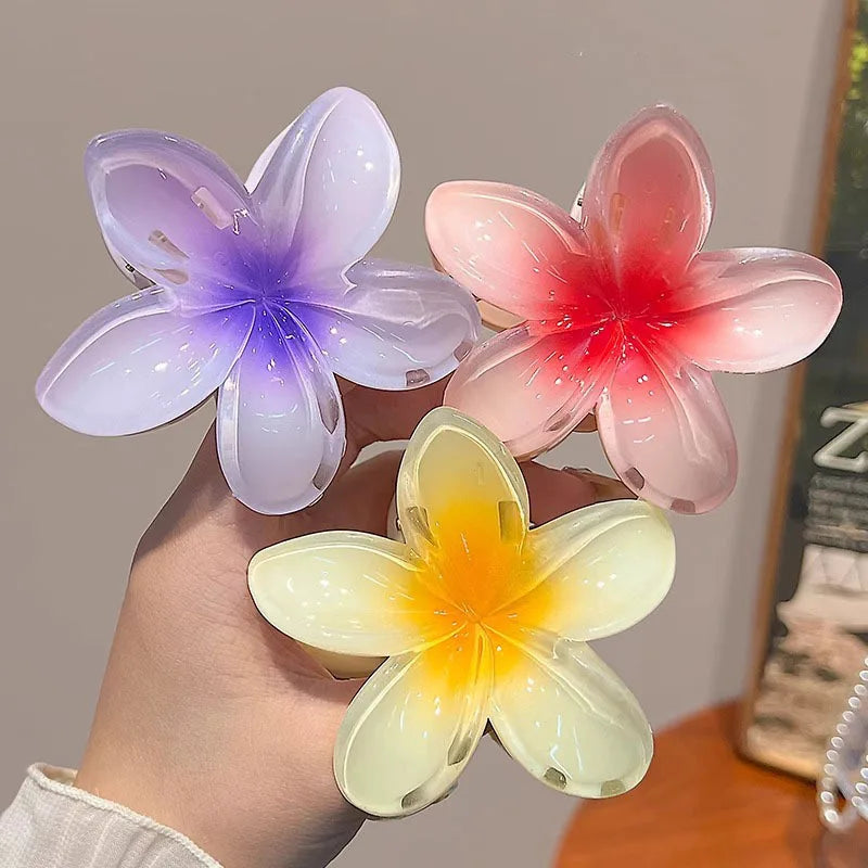 1/2/3 Pcs Hawaiian Gradient Flower Hair Claw Clip Women Fashion Large Hair Clip Girls Hairpin Barrettes Bohemia Hair Accessories