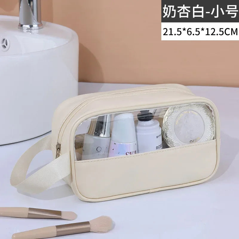 Women's Clear Makeup Bag Portable Travel Cosmetic Bag Large Capacity Bath Bag Multifunctional Waterproof Storage Compartment