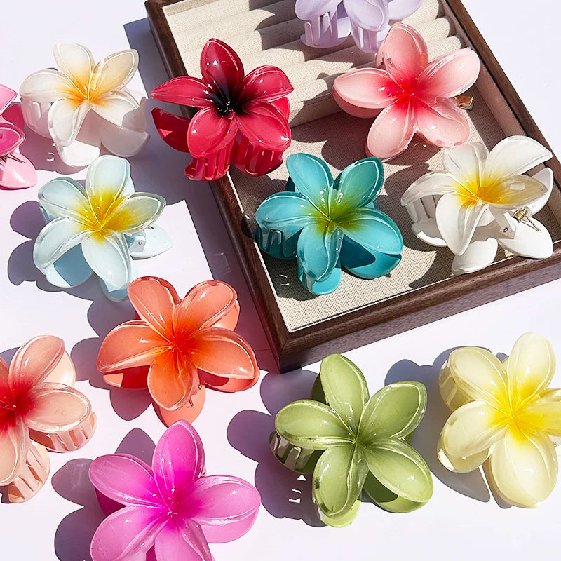1/2/3 Pcs Hawaiian Gradient Flower Hair Claw Clip Women Fashion Large Hair Clip Girls Hairpin Barrettes Bohemia Hair Accessories