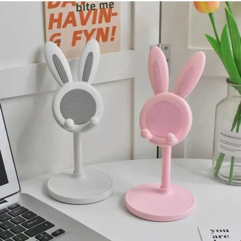 Cartoon Bunny Desktop Mobile Phone Holder Stand Smartphone Tablet Bracket Adjustable Telescopic Lifting Lazy Bracket