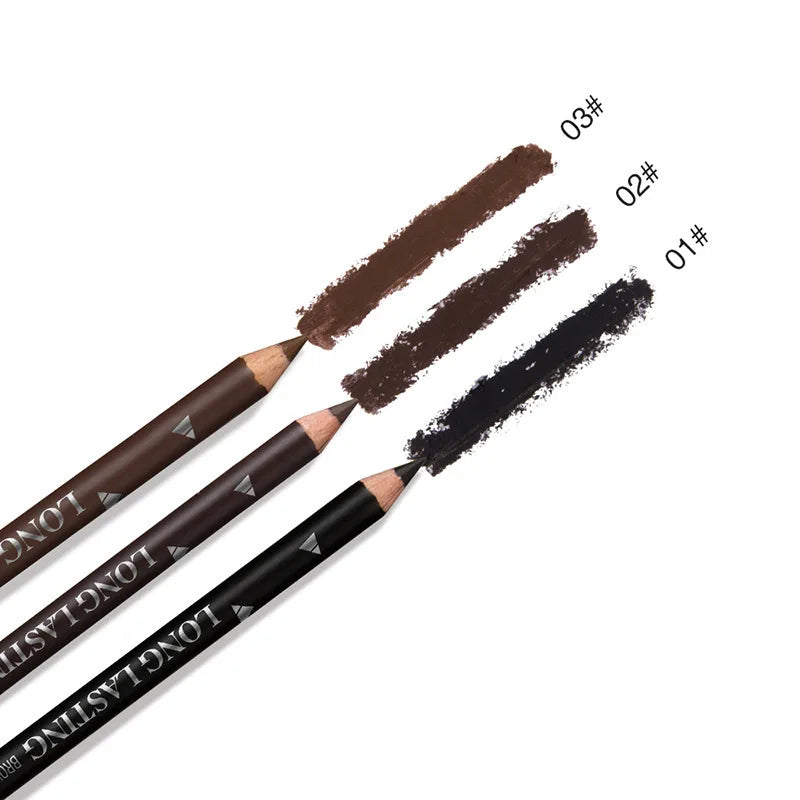 2pcs MENOW 3 colors Long Lasting Waterproof  Eyebrow Pencils Double Use Wooden Pole Eyeliner Permanent Makeup Tattoo Accessories