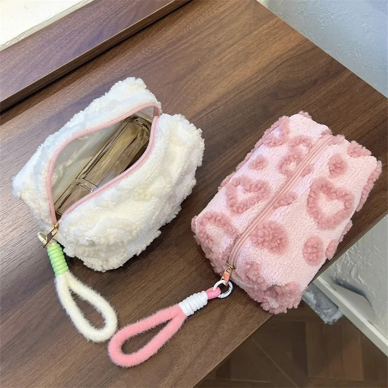 1pc Love Pack Large Capacity Travel Plush Bag Women's Bag Organizer Makeup Bag Toiletries Student Organizer Pencil Case