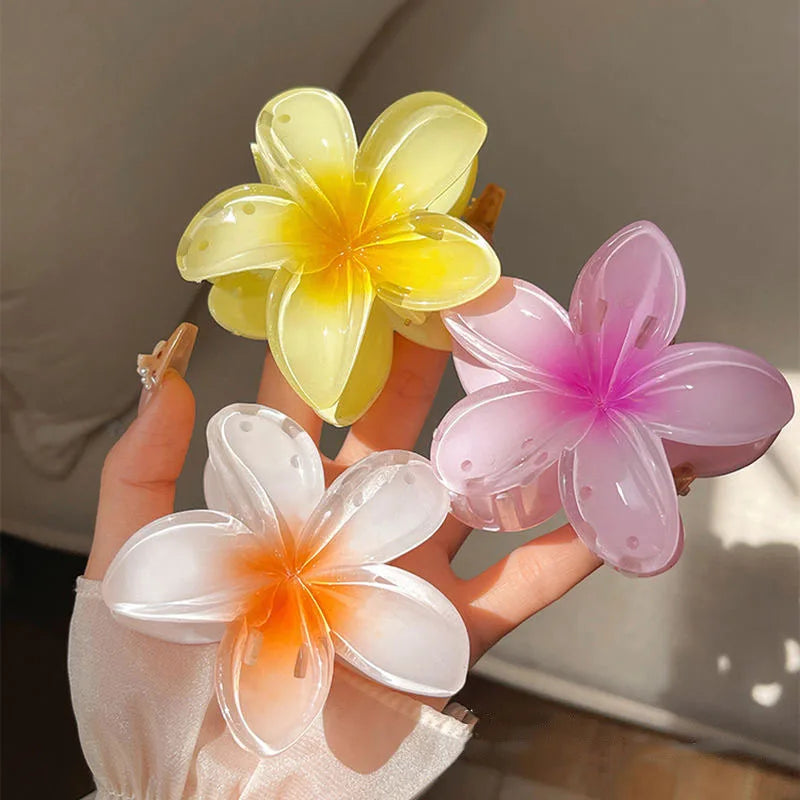 1/2/3 Pcs Hawaiian Gradient Flower Hair Claw Clip Women Fashion Large Hair Clip Girls Hairpin Barrettes Bohemia Hair Accessories