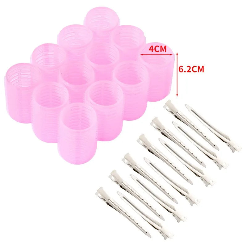 Hair Rollers Set Self Grip Hook Hair Curlers 12pcs Heatless Roller 6/12 Clips Salon Dressing Curlers Sticky Hair Styling Tools