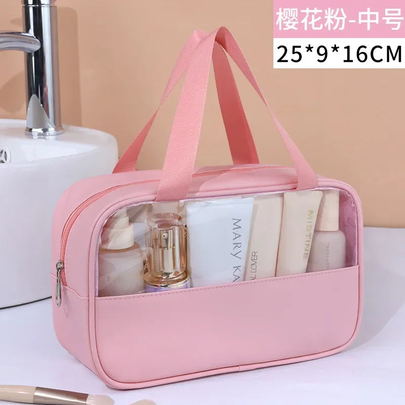 Women's Clear Makeup Bag Portable Travel Cosmetic Bag Large Capacity Bath Bag Multifunctional Waterproof Storage Compartment