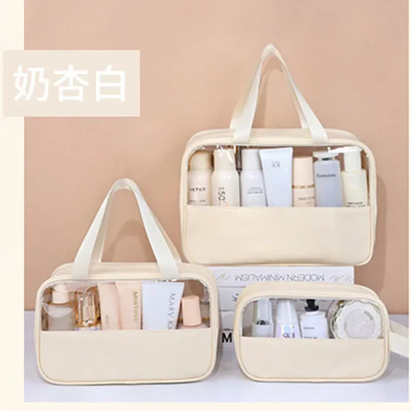 Women's Clear Makeup Bag Portable Travel Cosmetic Bag Large Capacity Bath Bag Multifunctional Waterproof Storage Compartment