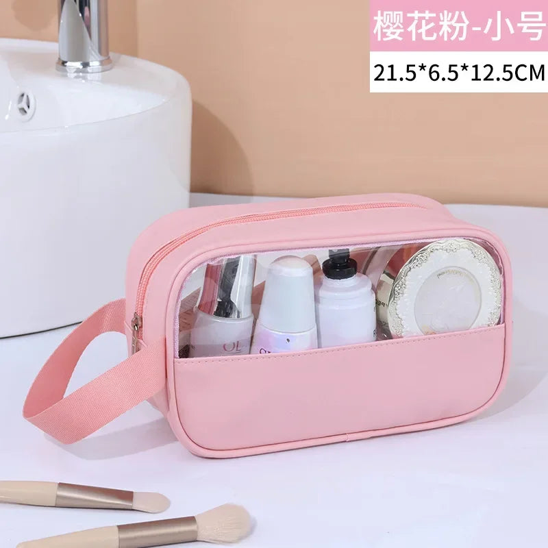 Women's Clear Makeup Bag Portable Travel Cosmetic Bag Large Capacity Bath Bag Multifunctional Waterproof Storage Compartment