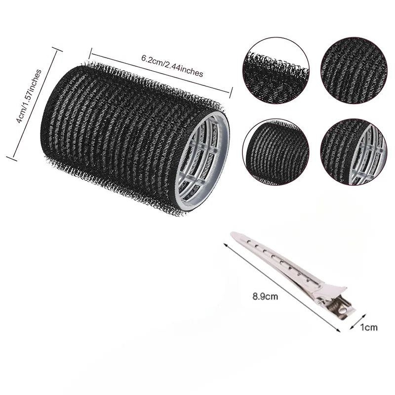 Hair Rollers Set Self Grip Hook Hair Curlers 12pcs Heatless Roller 6/12 Clips Salon Dressing Curlers Sticky Hair Styling Tools