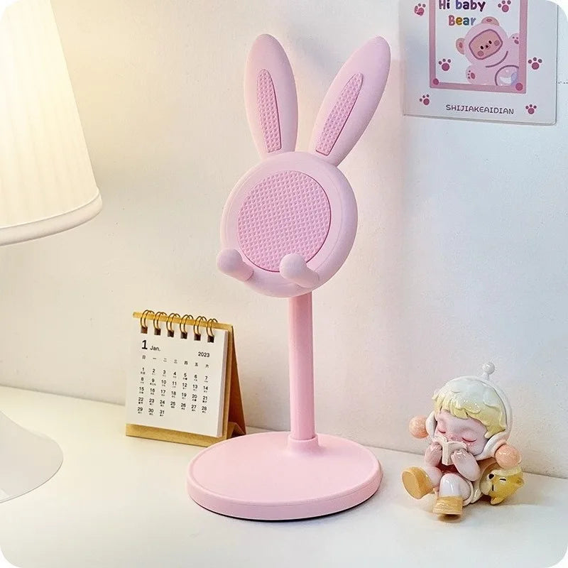Cartoon Bunny Desktop Mobile Phone Holder Stand Smartphone Tablet Bracket Adjustable Telescopic Lifting Lazy Bracket