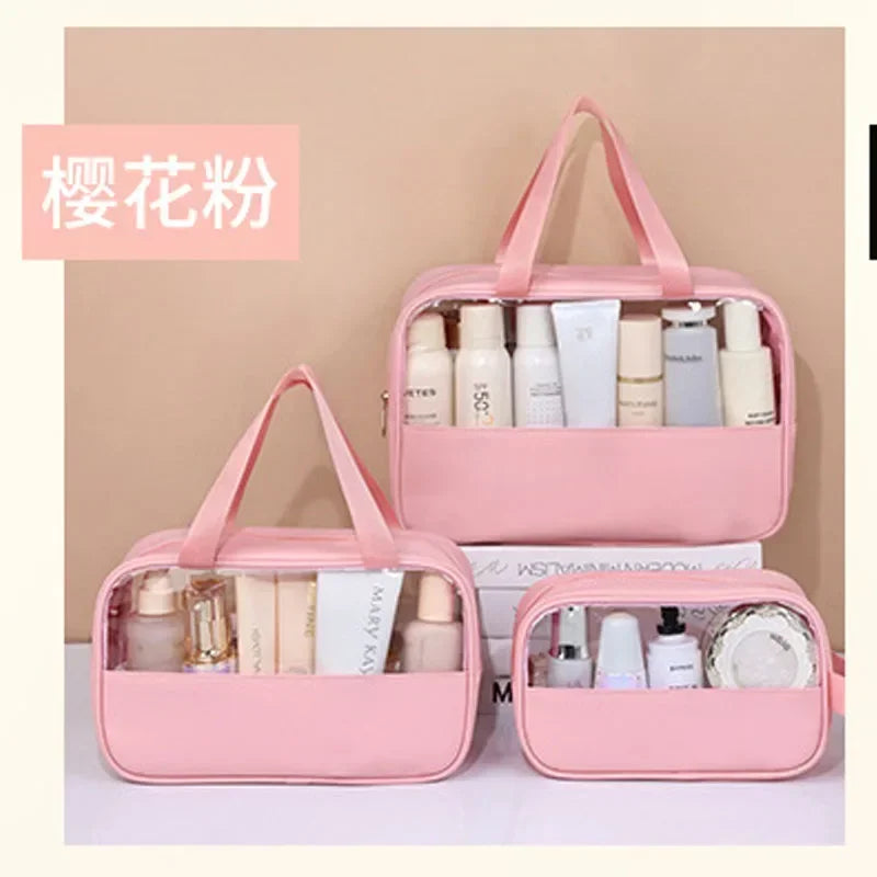 Women's Clear Makeup Bag Portable Travel Cosmetic Bag Large Capacity Bath Bag Multifunctional Waterproof Storage Compartment