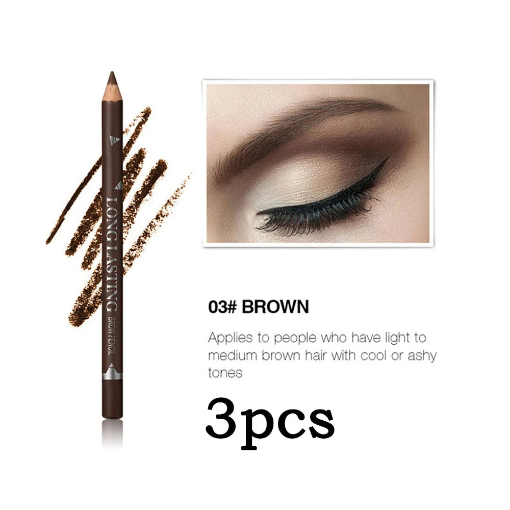 2pcs MENOW 3 colors Long Lasting Waterproof  Eyebrow Pencils Double Use Wooden Pole Eyeliner Permanent Makeup Tattoo Accessories