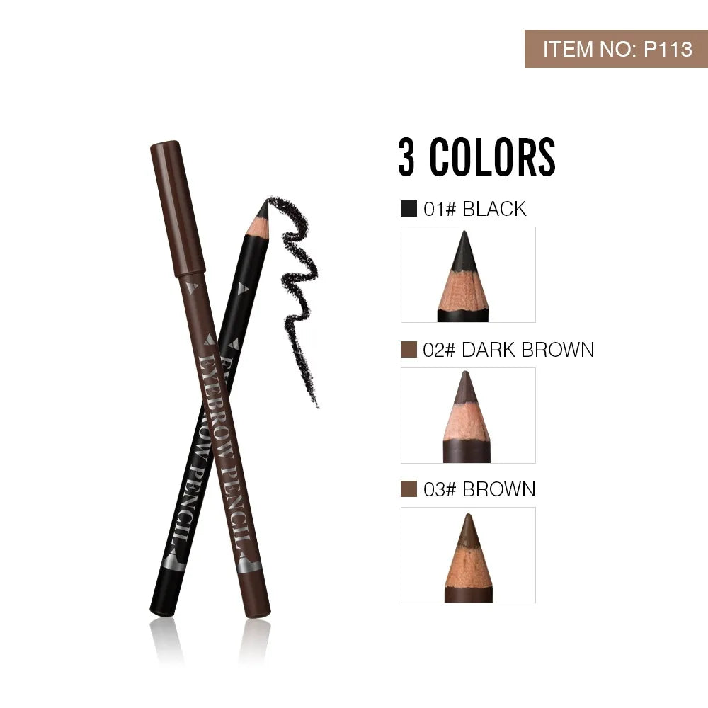 2pcs MENOW 3 colors Long Lasting Waterproof  Eyebrow Pencils Double Use Wooden Pole Eyeliner Permanent Makeup Tattoo Accessories