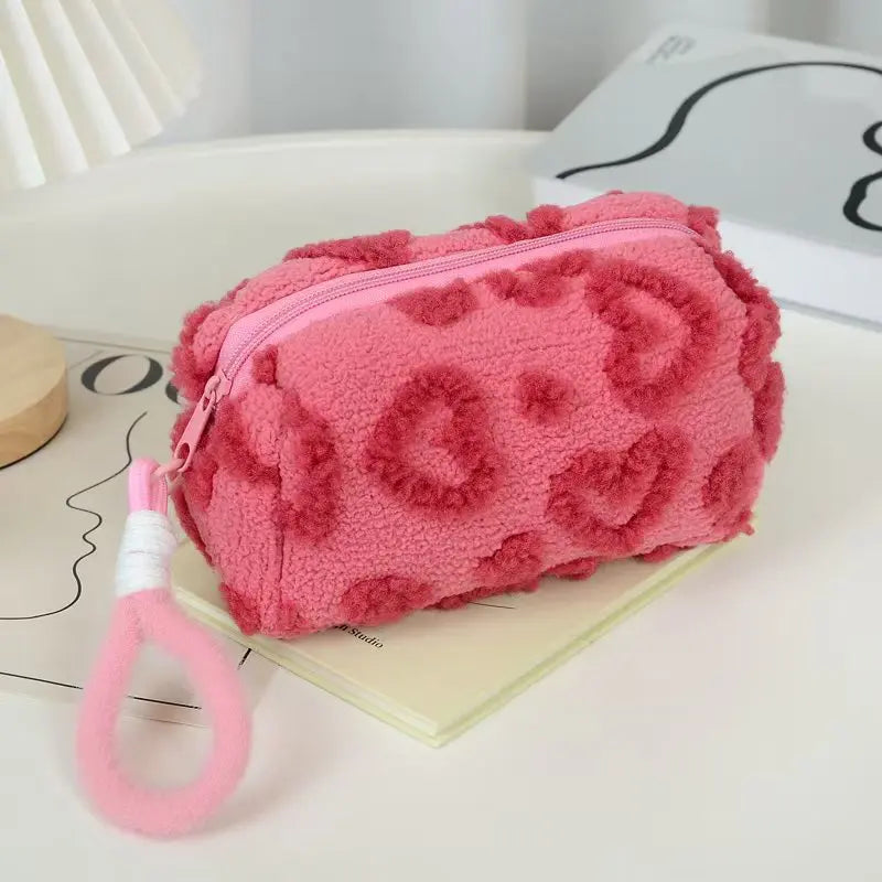 1pc Love Pack Large Capacity Travel Plush Bag Women's Bag Organizer Makeup Bag Toiletries Student Organizer Pencil Case