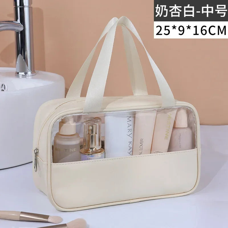 Women's Clear Makeup Bag Portable Travel Cosmetic Bag Large Capacity Bath Bag Multifunctional Waterproof Storage Compartment
