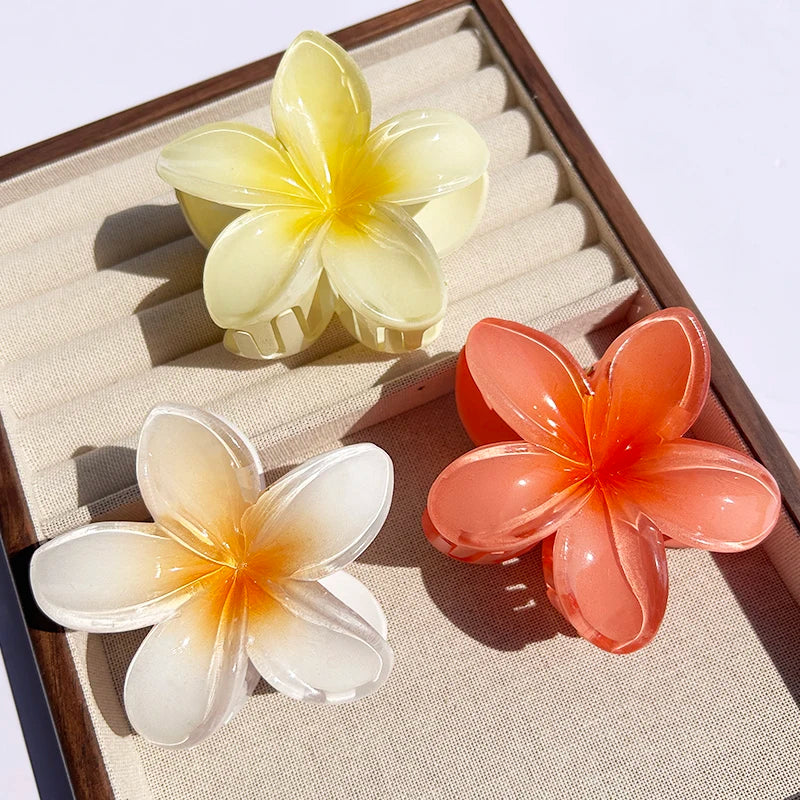 1/2/3 Pcs Hawaiian Gradient Flower Hair Claw Clip Women Fashion Large Hair Clip Girls Hairpin Barrettes Bohemia Hair Accessories